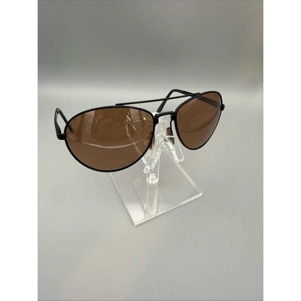 HD Vision Authentic Aviators High Definition Sunglasses Black Metal w/brown lens
